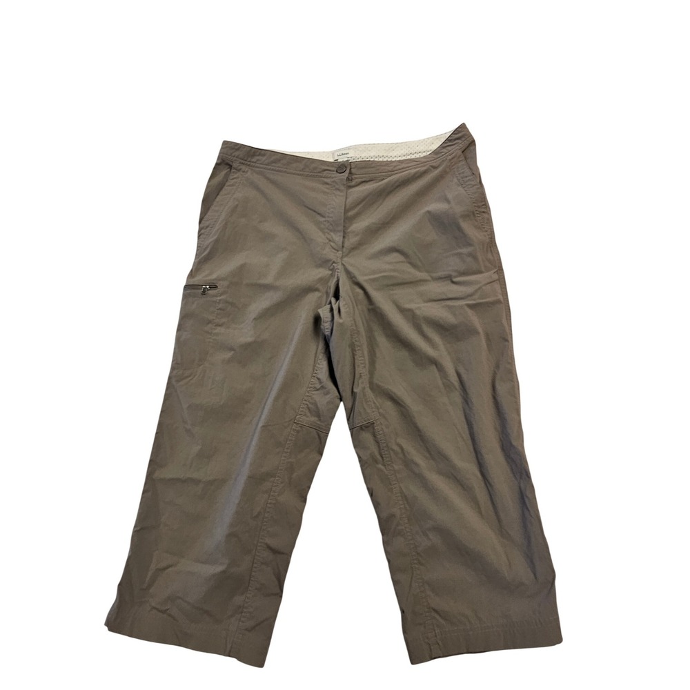 LL Bean Vista Camp Pants Womens‎ 16 Reg Taupe Brown Hiking Outdoor Crop Trousers